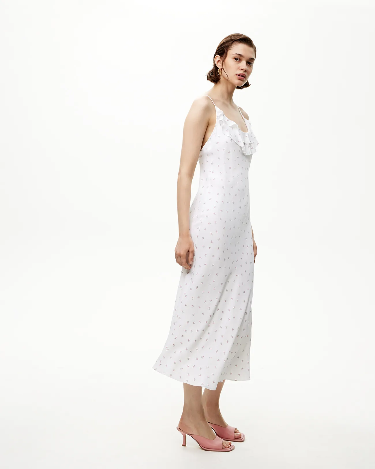 Платье-комбинация миди белого цвета