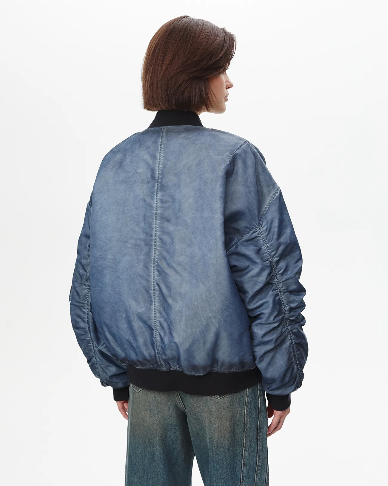 Куртка-бомбер с винтажным эффектом синего цвета