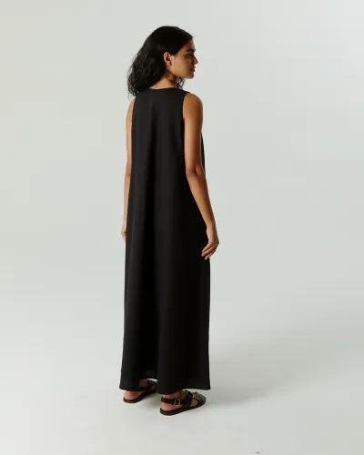 Платье А-силуэта из хлопка черного цвета