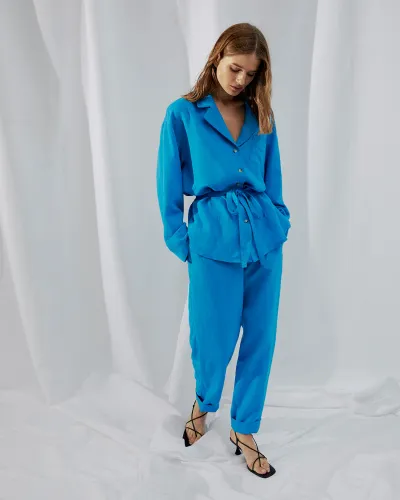 Комплект брюки+рубашка синего цвета