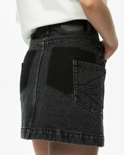 Юбка джинсовая мини темно-серого цвета