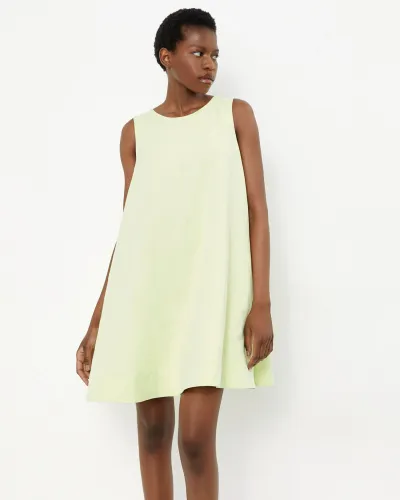 Платье мини льняное цвета зеленое яблоко