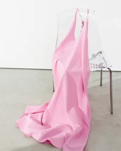 Платье миди льняное розового цвета