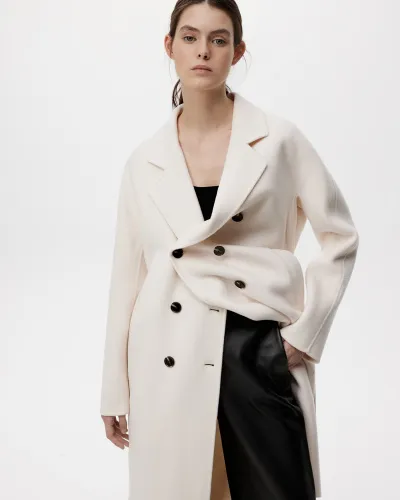 Пальто из шерсти с кашемиром молочного цвета