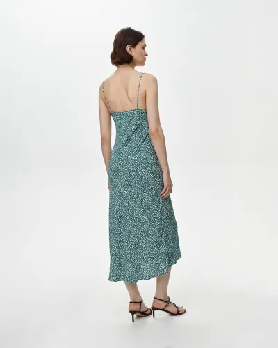 Платье-комбинация миди зеленого цвета