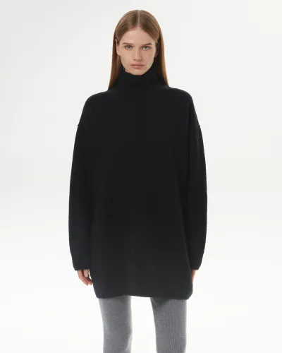 Платье-свитер мини черного цвета