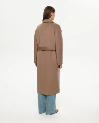 Пальто из шерсти с кашемиром коричневого цвета