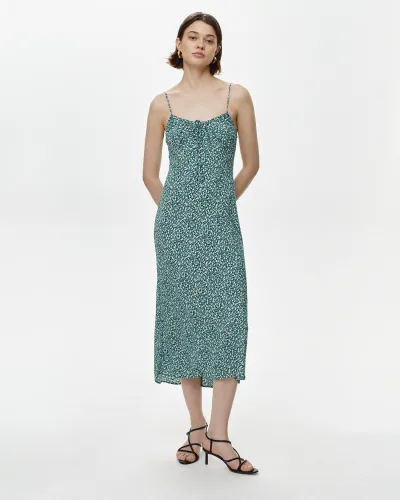 Платье-комбинация миди зеленого цвета