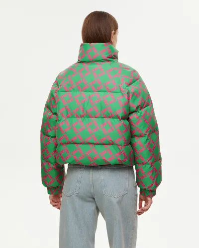 Куртка утепленная с принтом 2М зеленого цвета