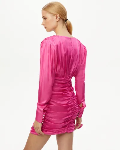 Платье мини драпированное розового цвета